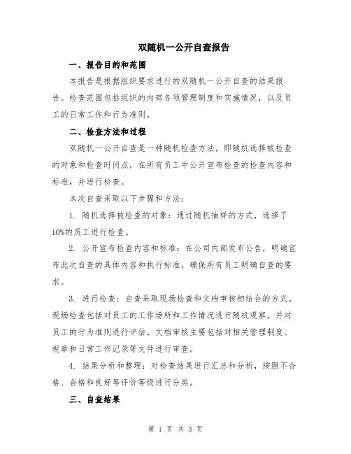 双随机一公开自查报告