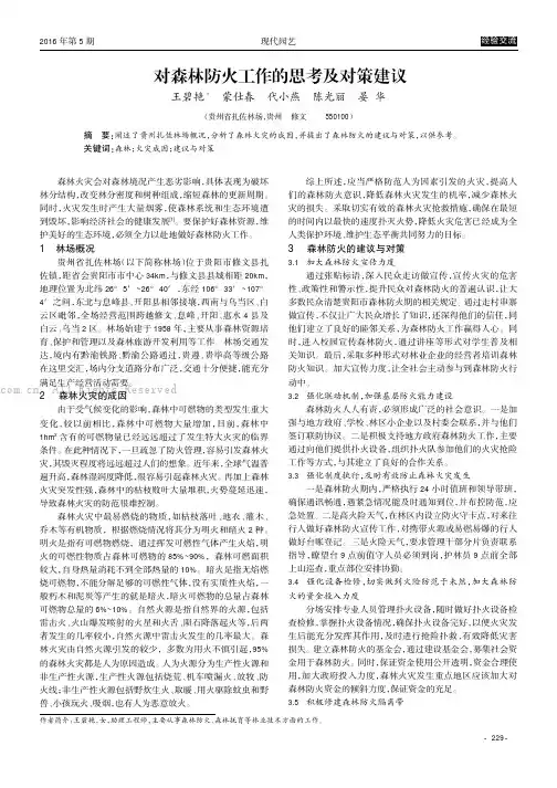 对森林防火工作的思考及对策建议