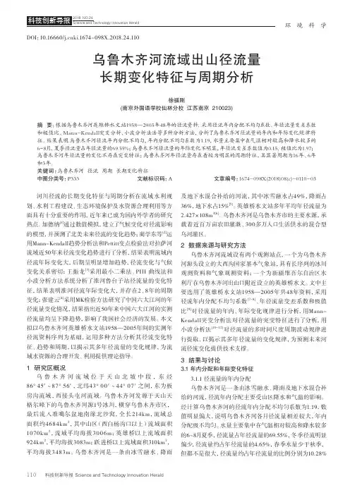 乌鲁木齐河流域出山径流量长期变化特征与周期分析