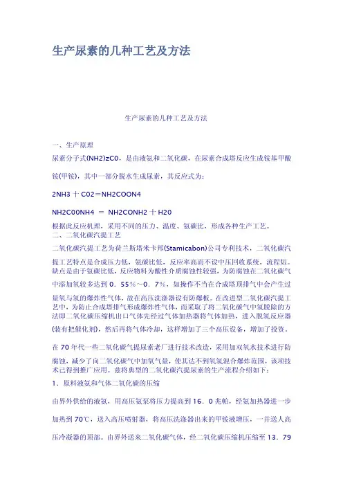 生产尿素的几种工艺及方法