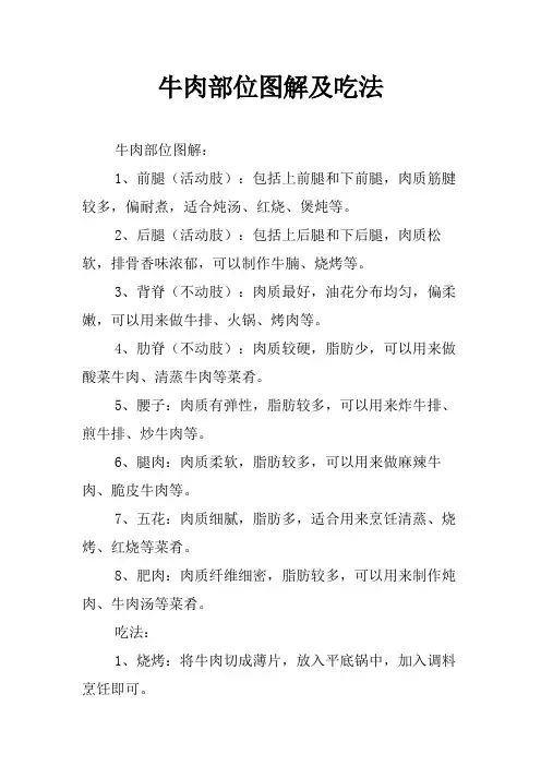 牛肉部位图解及吃法
