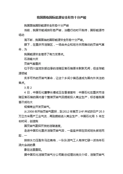 我国面临国际能源安全形势十分严峻