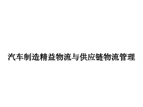 精益生产管理：汽车制造精益物流与供应链物流管理培训课件