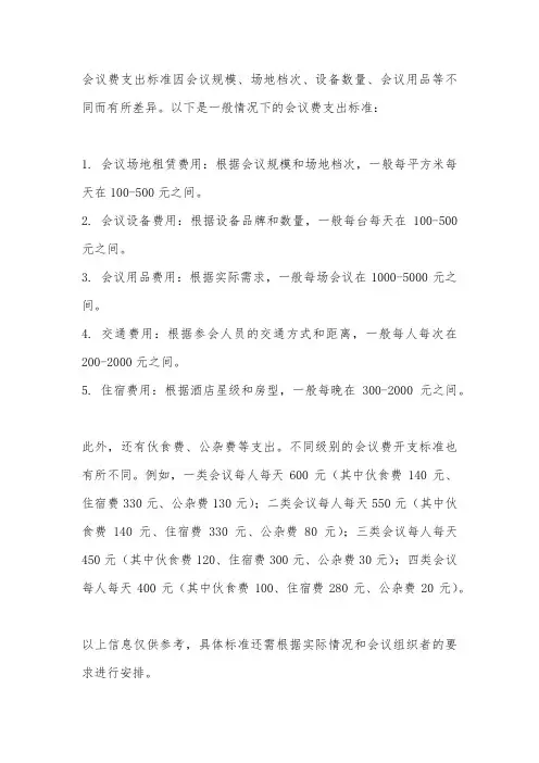 会议费支出标准