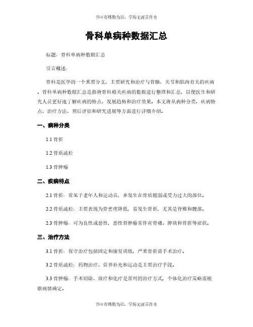 骨科单病种数据汇总
