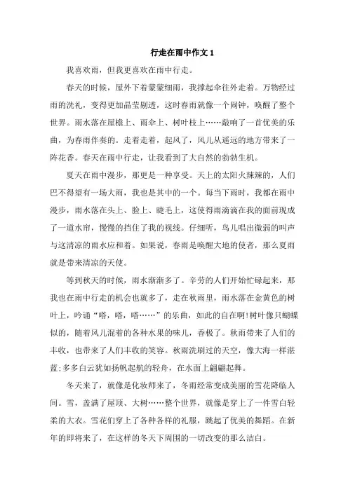 行走在雨中作文4篇