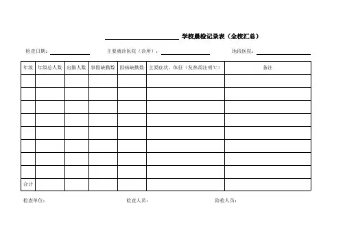 (完整版)学校晨检记录表(全校汇总)