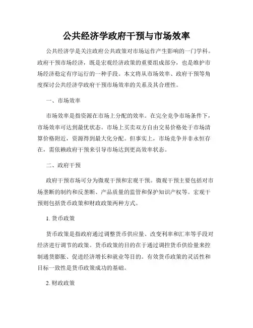公共经济学政府干预与市场效率