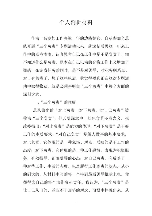 个人剖析材料