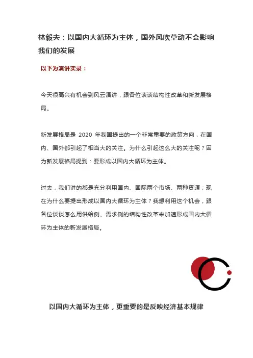 林毅夫：以国内大循环为主体-国外风吹草动不会影响我们的发展