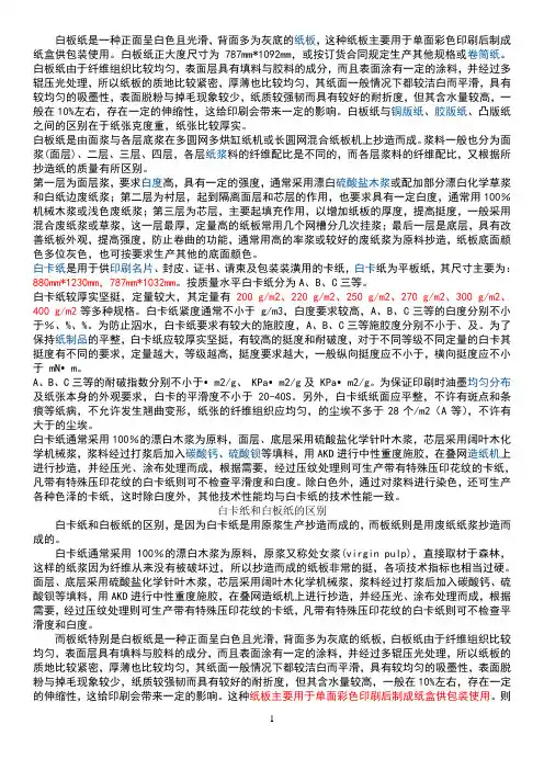 白板纸、白卡纸区别及涂布纸