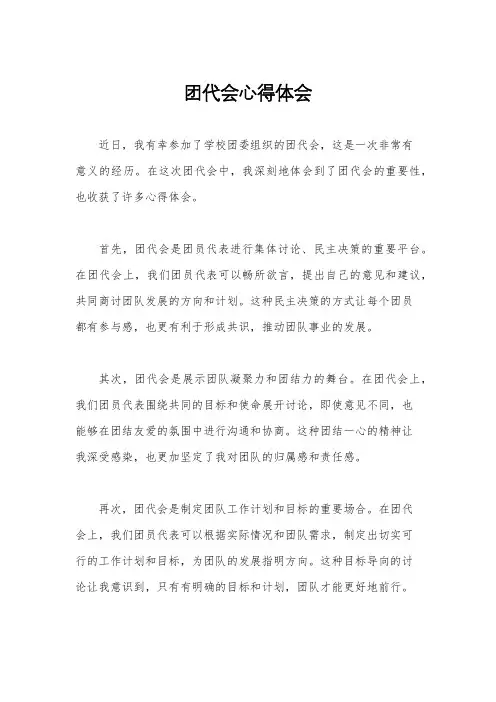 团代会心得体会