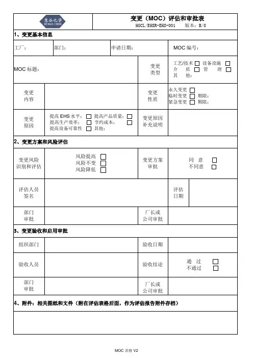(EHSR001)变更评估和审批表