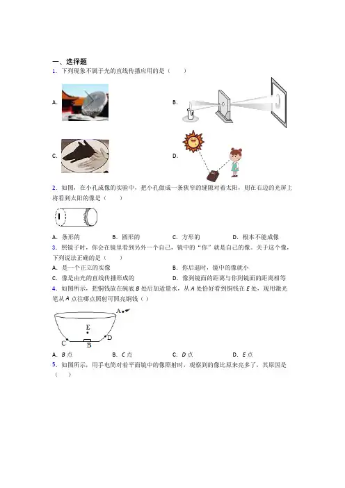 北师大版初中物理八年级上第五章《光现象》检测卷(包含答案解析)