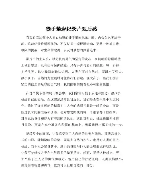 徒手攀岩纪录片观后感