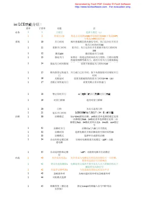 通力3000 isc LCE 功能菜单