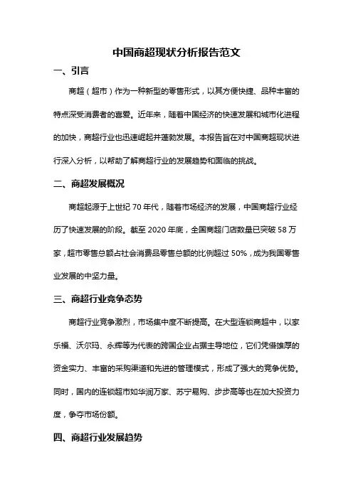 中国商超现状分析报告范文