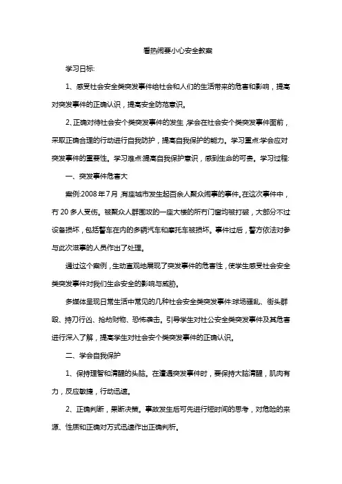 看热闹要小心安全教案