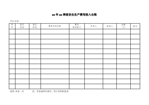 公司季度安全生产费用使用台帐+年度汇总台账(公司)