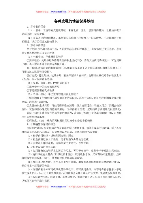 各种皮鞋的清洁保养妙招