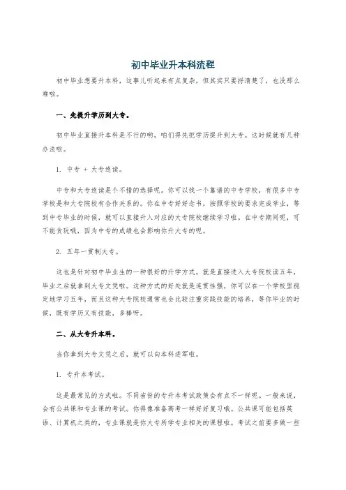 初中毕业升本科流程