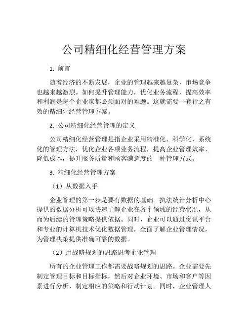 公司精细化经营管理方案