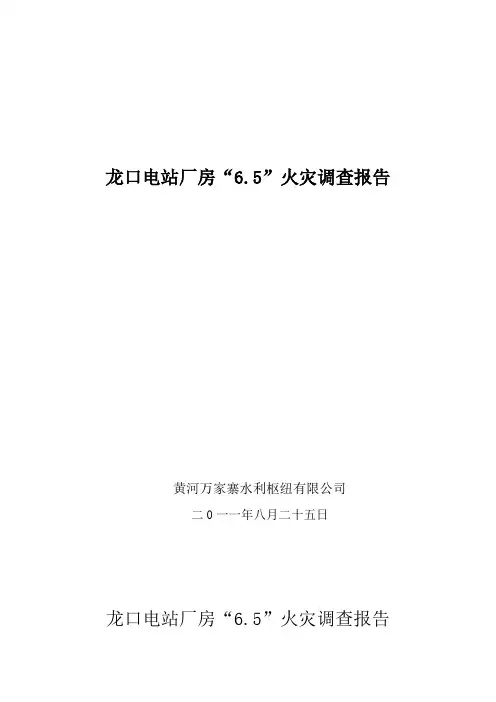 龙口电站厂房“6.5”火灾事故调查报告