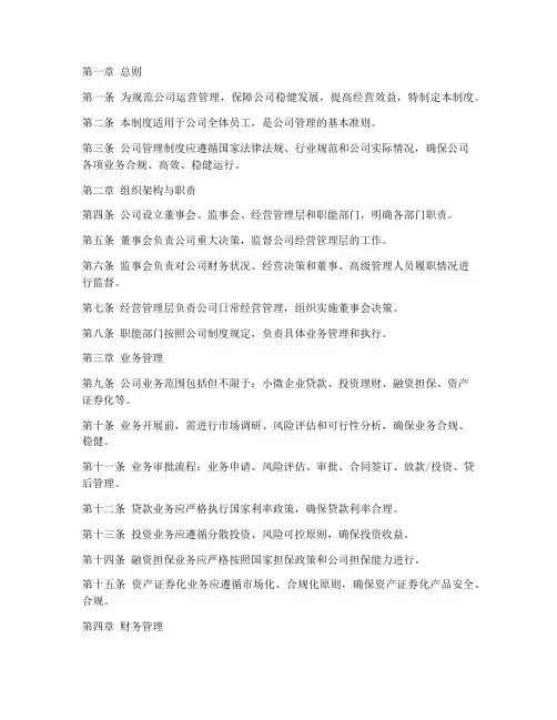 小微金融公司管理制度
