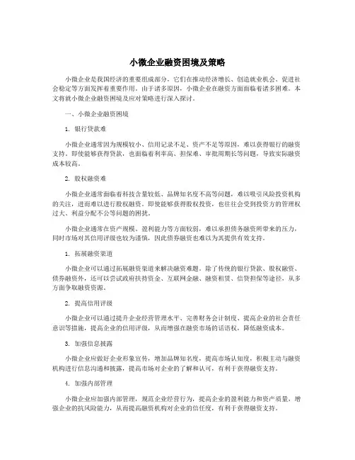 小微企业融资困境及策略