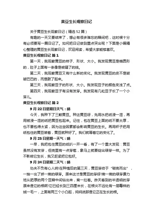 关于黄豆生长观察日记（精选52篇）