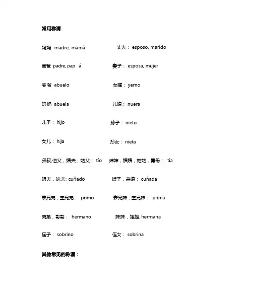 西班牙语初学词汇分类大全