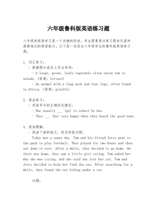 六年级鲁科版英语练习题