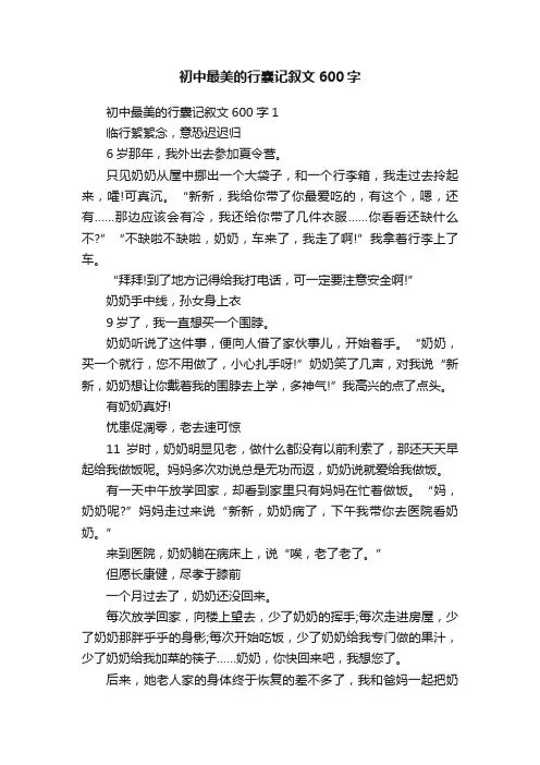 初中最美的行囊记叙文600字