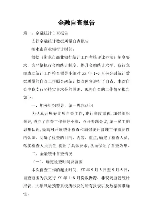 金融自查报告