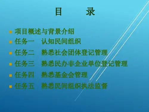 民政工作项目11：登记管理民间组织课件