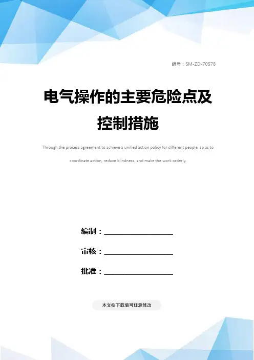 电气操作的主要危险点及控制措施