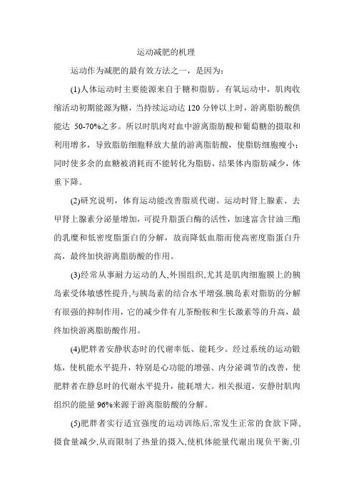 运动减肥的机理