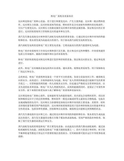 核电厂系统及设备知识