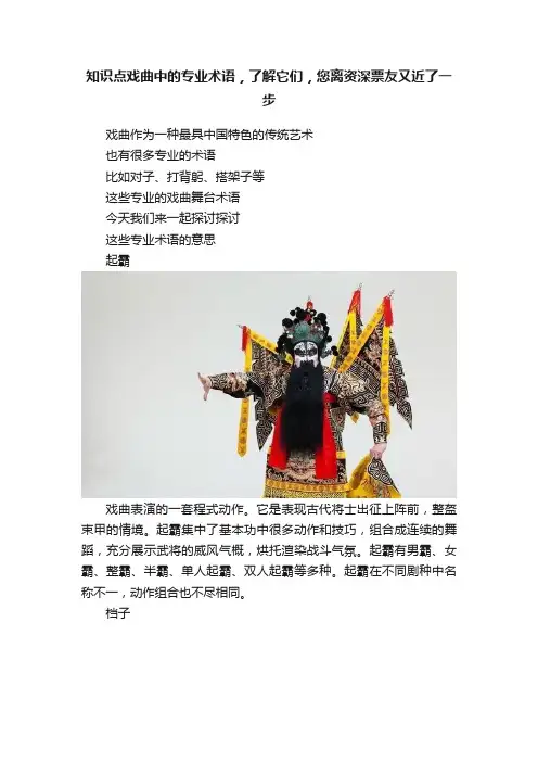 知识点戏曲中的专业术语，了解它们，您离资深票友又近了一步