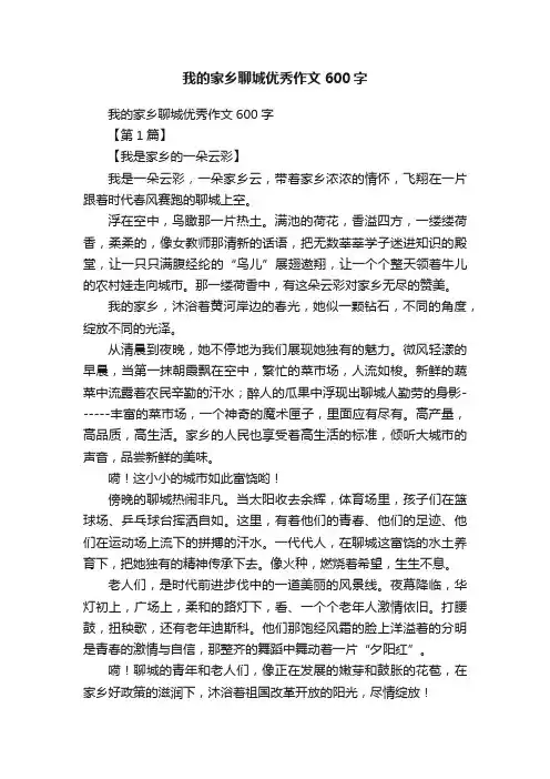 我的家乡聊城优秀作文600字
