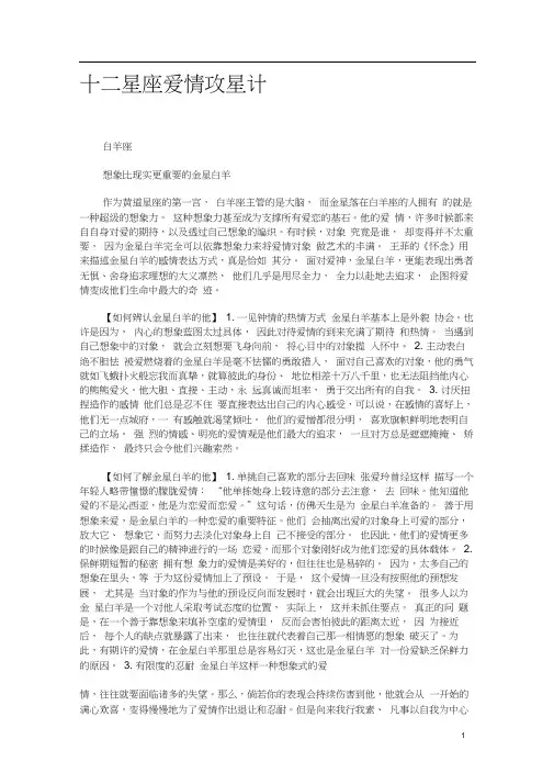 十二星座爱情攻星计