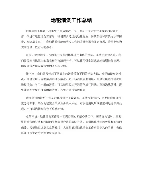 地毯清洗工作总结