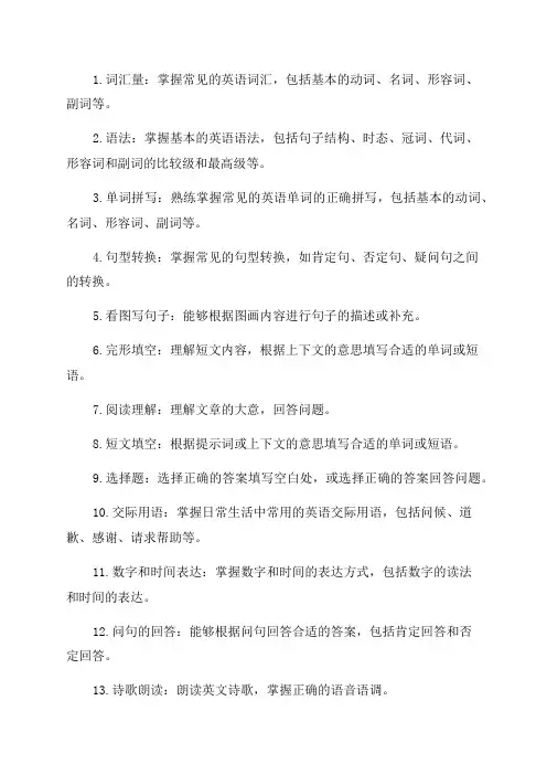 2024年小升初英语必考知识点大全