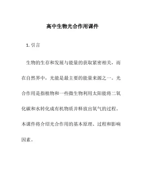 高中生物光合作用课件