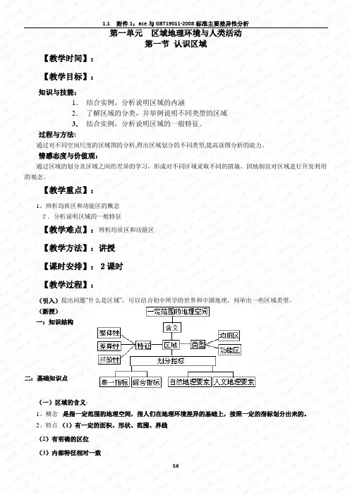 高中地理必修三全套教案(鲁教版)