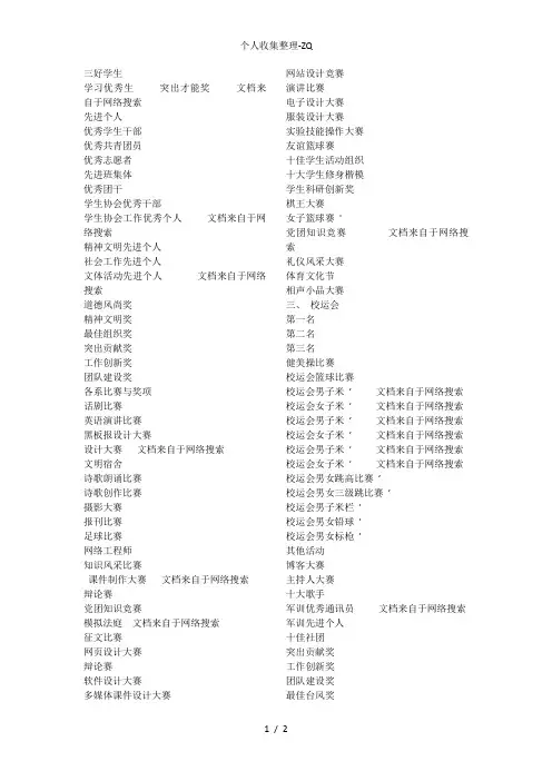 留学文书常用词语翻译