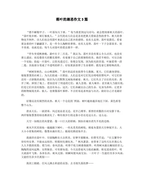 落叶的遐思作文3篇
