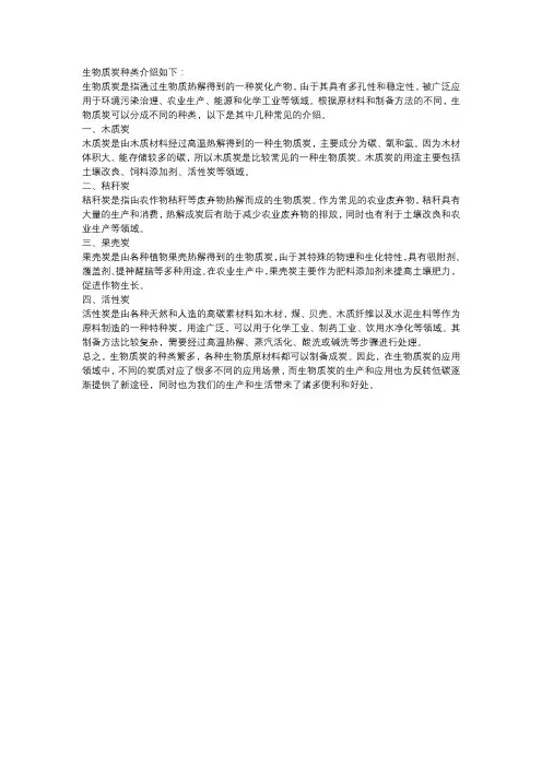 生物质炭种类