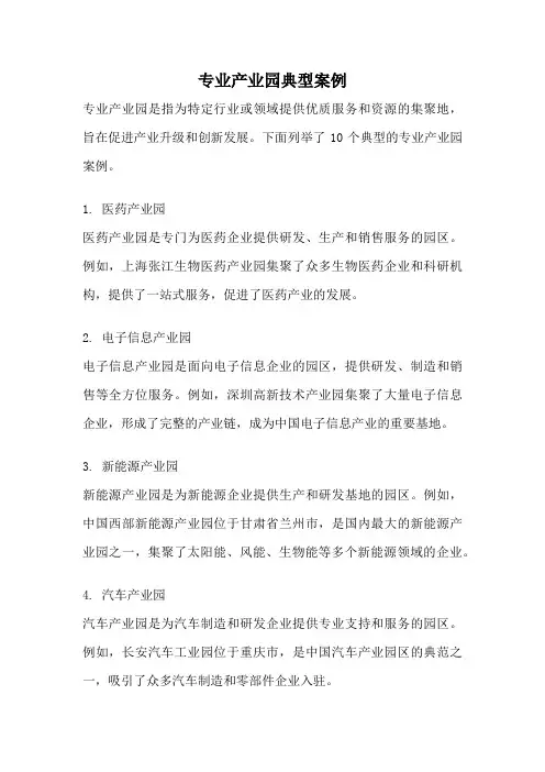 专业产业园典型案例