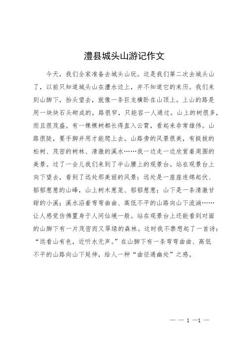 澧县城头山游记作文